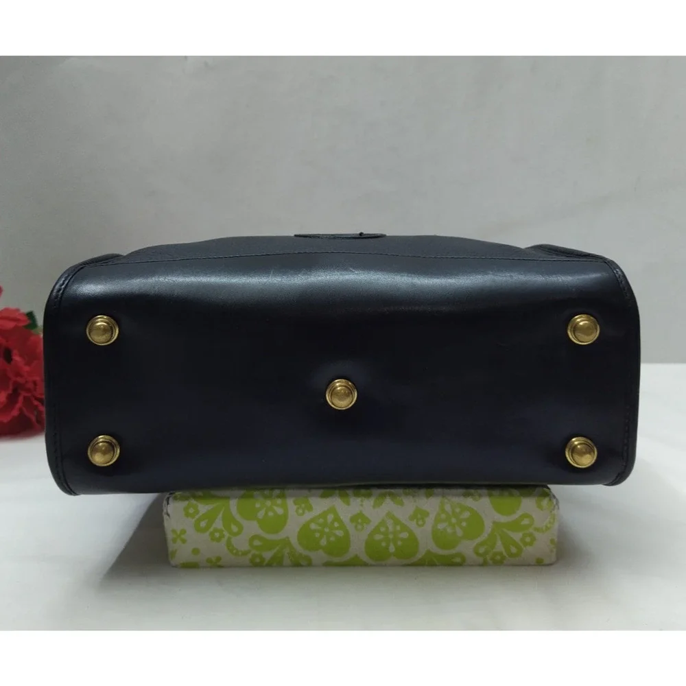 Dooney & Bourke Black Leather Double Handles Shoulder Bag - VTG Made in USA